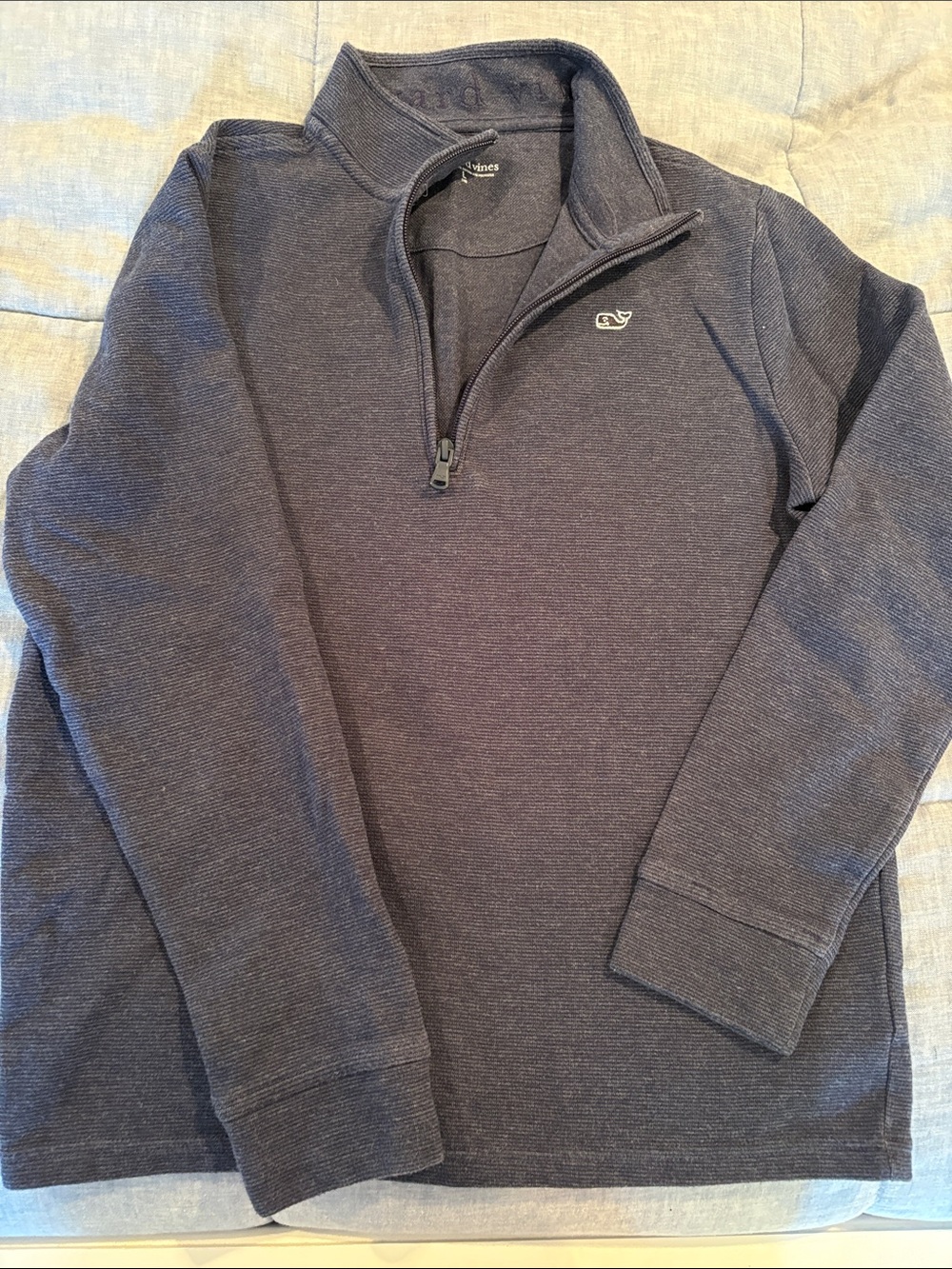 Vineyard Vines Boy’s Heathered Navy Quarter-Zip Pullover Size L (16)